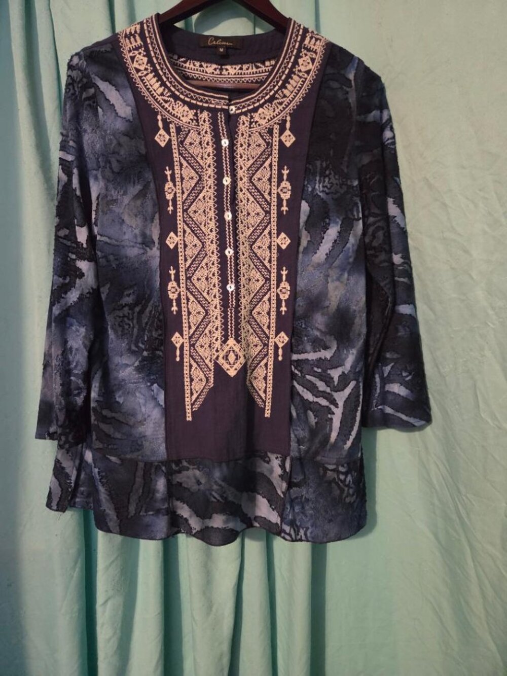 Caleoas Bohemian-Style Embroidered Tunic Blouse Medium